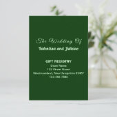 Carte D'accompagnement Dark Green Wedding Gift Registry Portrait (Debout devant)
