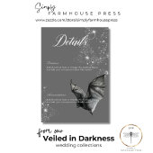 Carte D'accompagnement Dark Halloween Bat et Diamonds Mariage Détails