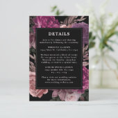 Carte D'accompagnement Dark Moody Burgundy & Maroon Floral Mariage noir (Debout devant)