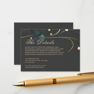 Carte D'accompagnement Dark Moody Floral Boho Grey Mariage Abstrait