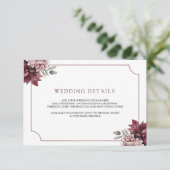 Carte D'accompagnement Dark Moody Floral Frame Wedding Details (Debout devant)
