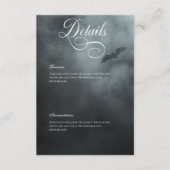 Carte D'accompagnement Dark Moody Midnight Bat & Fog Détails du Mariage (Devant)