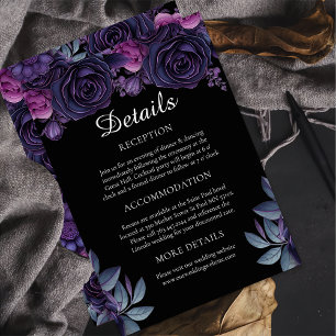 Carte D'accompagnement Dark Moody Purple Gothique Floral Détails du Maria