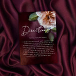 Carte D'accompagnement Dark   Moody Rustic Floral Mariage Directions<br><div class="desc">De belles fleurs peintes sur un arrière - plan foncé peint, associées à une typographie élégante, donnent à cette carte d'enceinte de direction mariage un style foncé, maussade et romantique. Modifiez simplement le modèle avec vos informations et choisissez n'importe quelle option. Des articles mariages de coordination sont disponibles dans notre...</div>