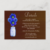 Carte D'accompagnement Dark Rustic Blue Floral Mason Jar Détails du Maria (Devant)