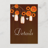 Carte D'accompagnement Dark Rustic Orange Floral Mason Détails (Devant)