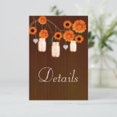 Carte D'accompagnement Dark Rustic Orange Floral Mason Détails (Debout devant)