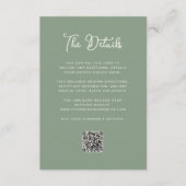 Carte D'accompagnement Dark Sage Green Mariage Détails de l'invité QR Cod (Devant)