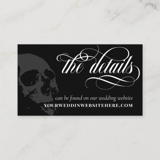 Carte D'accompagnement Dark Skull Elegant Goth Détails du Mariage (Devant)