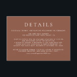 Carte D'accompagnement Dark Terracotta Classic Typography Détails du Mari<br><div class="desc">Placée sur un fond de terre cuite sombre, cette carte de détails utilise un mélange élégant de polices serif et sans serif pour obtenir un look propre et moderne. Idéal pour les mariages et les événements formels, il vous aide à naviguer facilement les informations importantes. L'élégante association de polices donne...</div>