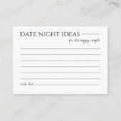 Carte D'accompagnement Date Night Ideas Fête des mariées Jeu Script moder (Devant)