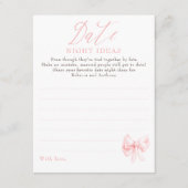 Carte D'accompagnement Date Night Ideas Whimsical Bow Bridal Shower Game (Devant)