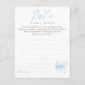 Carte D'accompagnement Date Night Ideas Whimsical Bow Bridal Shower Game (Devant)