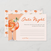 Carte D'accompagnement Date Nuit Aperol Spritz Fête des mariées (Devant / Derrière)