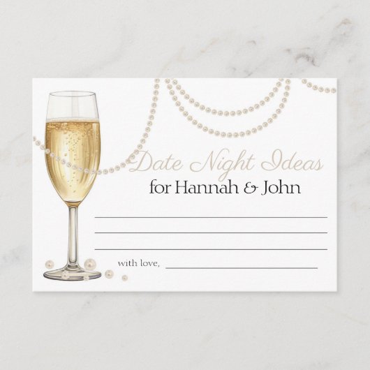 Carte D'accompagnement Date Nuit Idées Perles Fête des mariées de poursui (Devant)