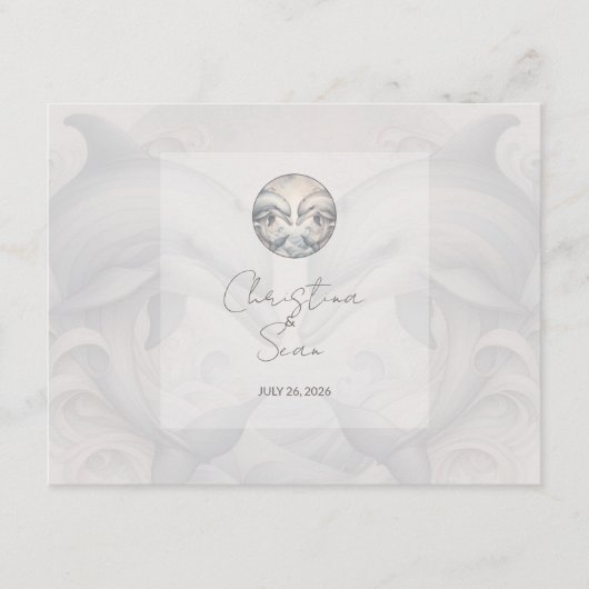 Carte D'accompagnement Dauphins Whimsy Mariage QR Code Boîtier C (Devant)