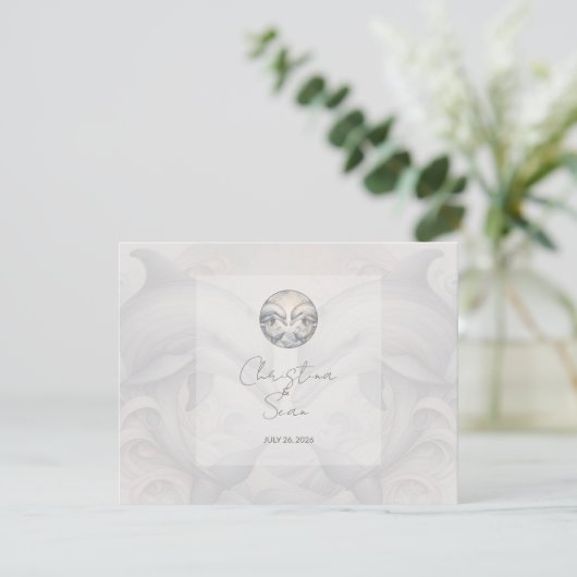 Carte D'accompagnement Dauphins Whimsy Mariage QR Code Boîtier C (Debout devant)