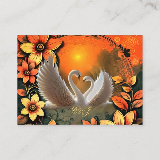 Carte D'accompagnement De beaux cygnes amoureux. (Dos)
