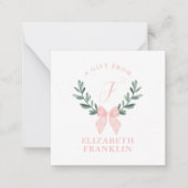 Carte d'accompagnement de cadeau à ruban en gingem (Devant)