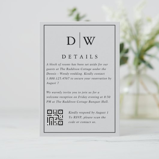 Carte d'accompagnement de code QR de mariage à mon (Debout devant)