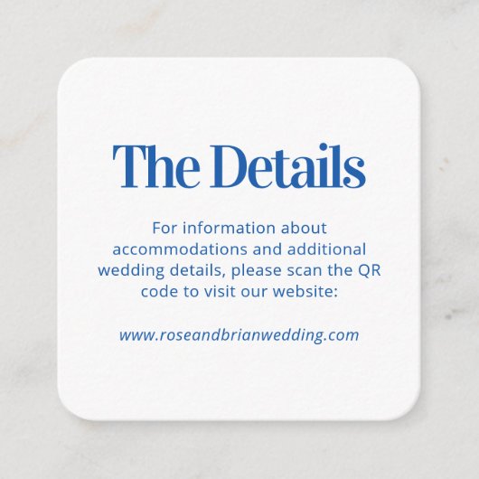Carte d'accompagnement de code QR de mariage à ray (Devant)