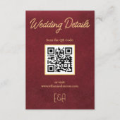 Carte d'accompagnement de code QR pour mariage de (Devant)