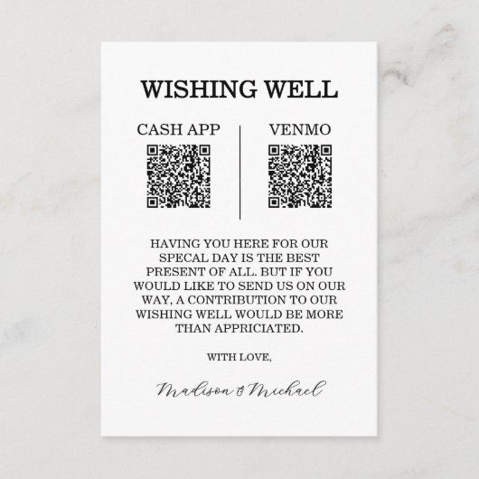 Carte d'accompagnement de code QR pour mariage Wis (Devant)