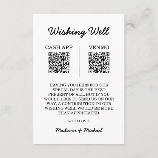 Carte d'accompagnement de code QR pour mariage Wis (Devant)