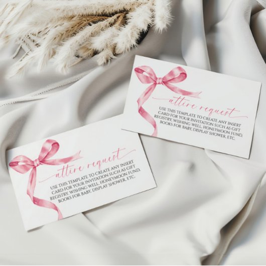 Carte d'accompagnement de demande de tenue avec nœ