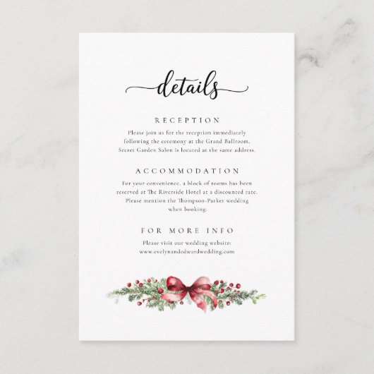 Carte d'accompagnement de détails d'hiver de Noël (Devant)