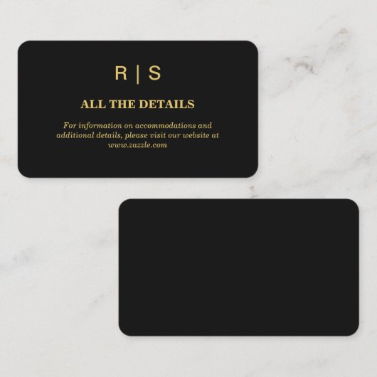 Carte d'accompagnement de luxe noir et or pour mar (Devant / Derrière)