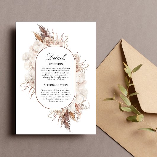 Carte d'accompagnement de mariage aux fleurs d'aut