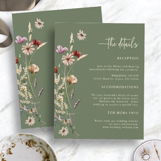 Carte d'accompagnement de mariage aux fleurs sauva