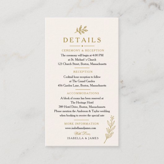 Carte d'accompagnement de mariage élégante et mini (Devant)