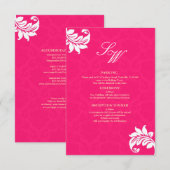 Carte d'accompagnement de mariage en damas rose ch (Devant / Derrière)