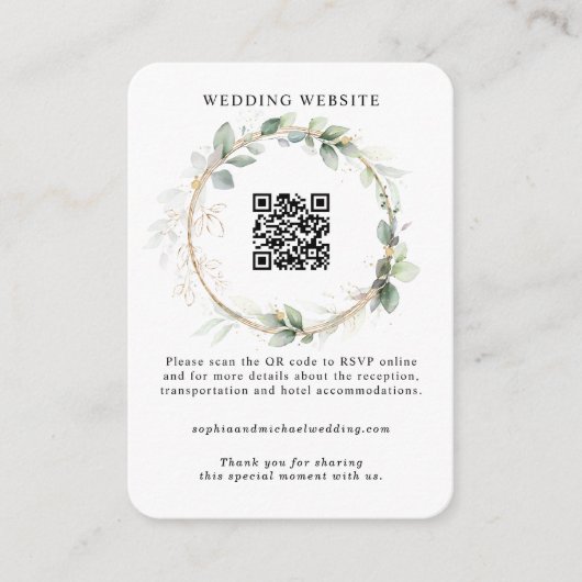 Carte d'accompagnement de mariage en verdure et or (Devant)