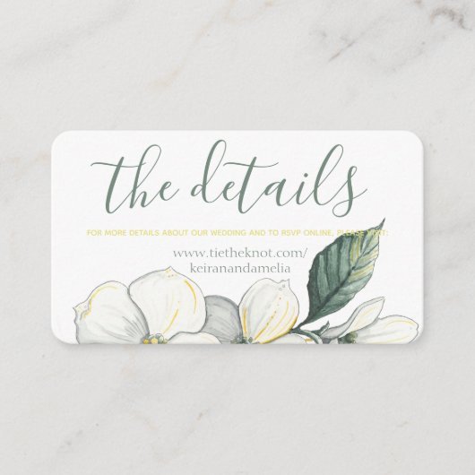 Carte d'accompagnement de mariage, Fleurs de corno (Devant)