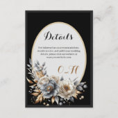 Carte d'accompagnement de mariage florale noire et (Devant)