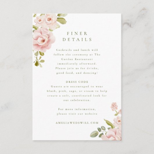 Carte d'accompagnement de mariage florale rose ten (Devant)