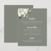 Carte d'accompagnement de mariage florale vert oli (Devant / Derrière)