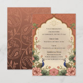 Carte d'accompagnement de mariage indien inspirée  (Devant / Derrière)