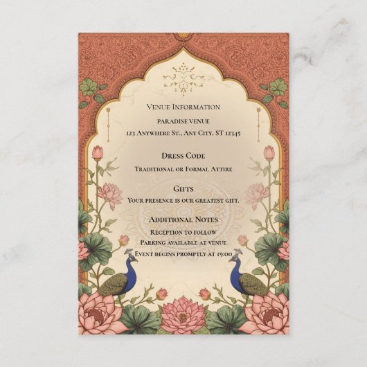 Carte d'accompagnement de mariage indien inspirée  (Devant)