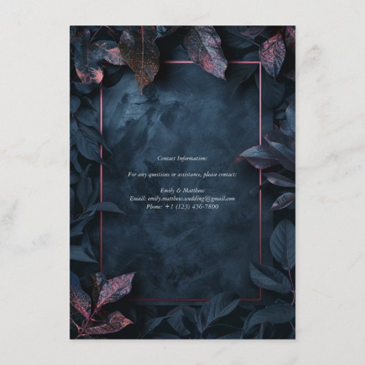 Carte d'accompagnement de mariage Jardin de minuit (Dos)