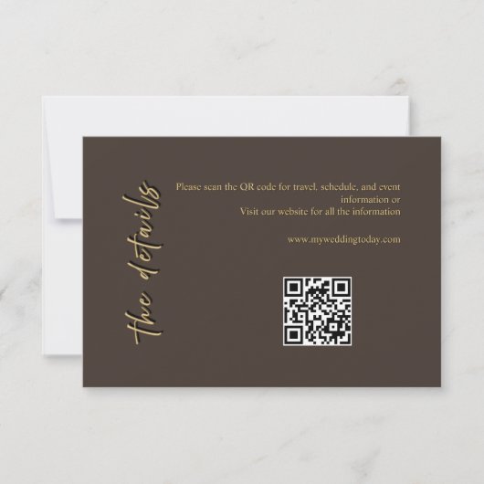 Carte d'accompagnement de mariage marron foncé et (Devant)