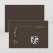 Carte d'accompagnement de mariage marron foncé et (Devant / Derrière)