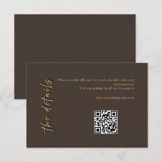 Carte d'accompagnement de mariage marron foncé et