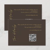 Carte d'accompagnement de mariage marron foncé et (Devant / Derrière)