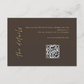 Carte d'accompagnement de mariage marron foncé et (Dos)