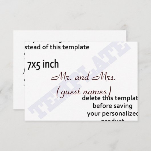 CARTE D'ACCOMPAGNEMENT DE MARIAGE MODÈLE (Devant / Derrière)