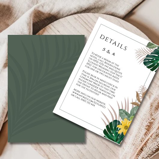 Carte d'accompagnement de mariage moderne vert sau